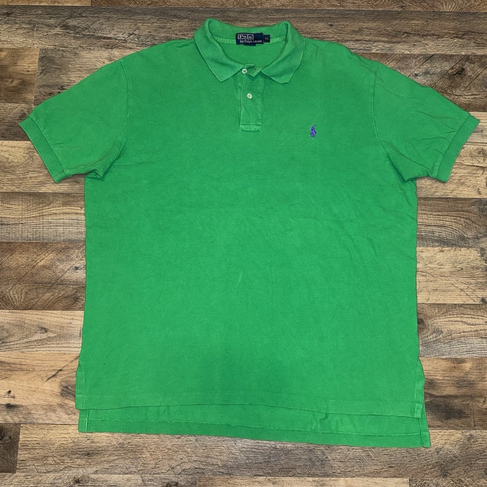 Polo Ralph Lauren Polo Shirt Mens XL Green Short Sleeve Pique Pony